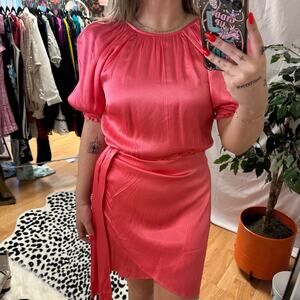 Saylor Short Sleeve Zulu Mini Dress with Drape Detail Pink Size Small